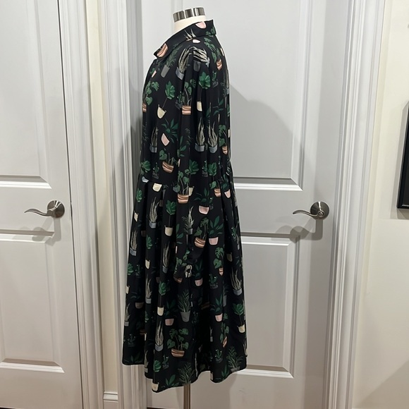 Eloquii Dress Potted Plants Fit & Flare Black Size 22 - Picture 7 of 15